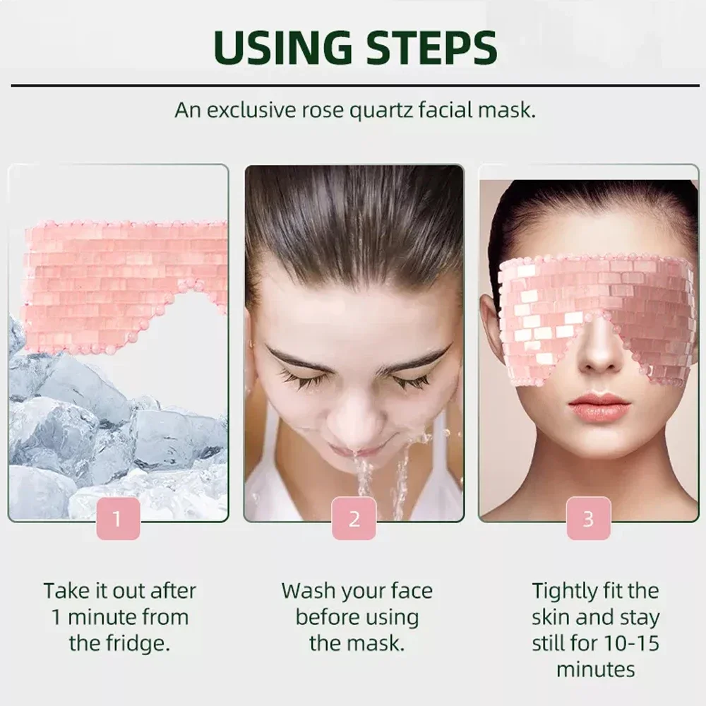 Jade Eye Mask Rose Quartz Facial Cooling Mask for Eye Massage Relax Wrinkles Relieve Migraine Meditation Beauty Spa Sleep Mask