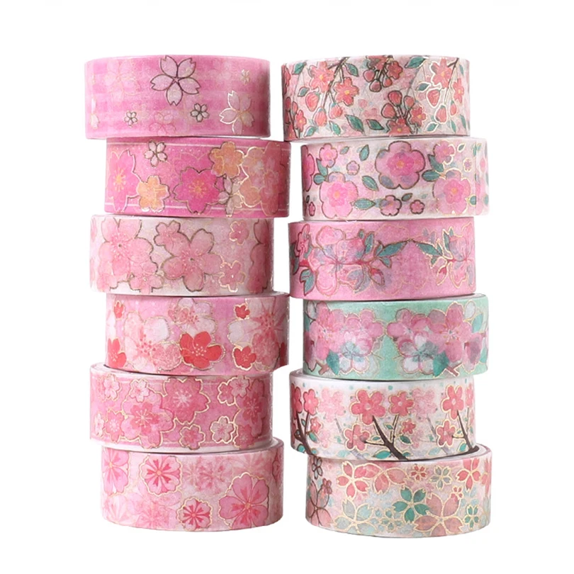 sakura washi fita adesiva scrapbooking suprimentos diario decorativo suprimentos cinta adesivo material escolar 12 pcs 01