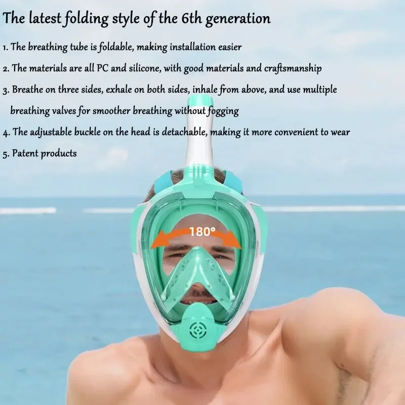 Kids Snorkel Mask Swimming Mask Kit Scuba Diving Full Face Snorkeling Mask Men Women Underwater Diving Mask Safety Supplies Set