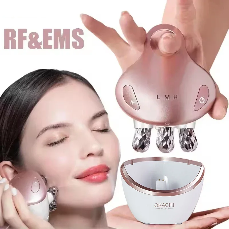EMS 5 in 1 Facial Massager 4D Massage Head Home Use Facial Device Promote Face Cream Absorption 5 Light Color Modes Beauty Tools