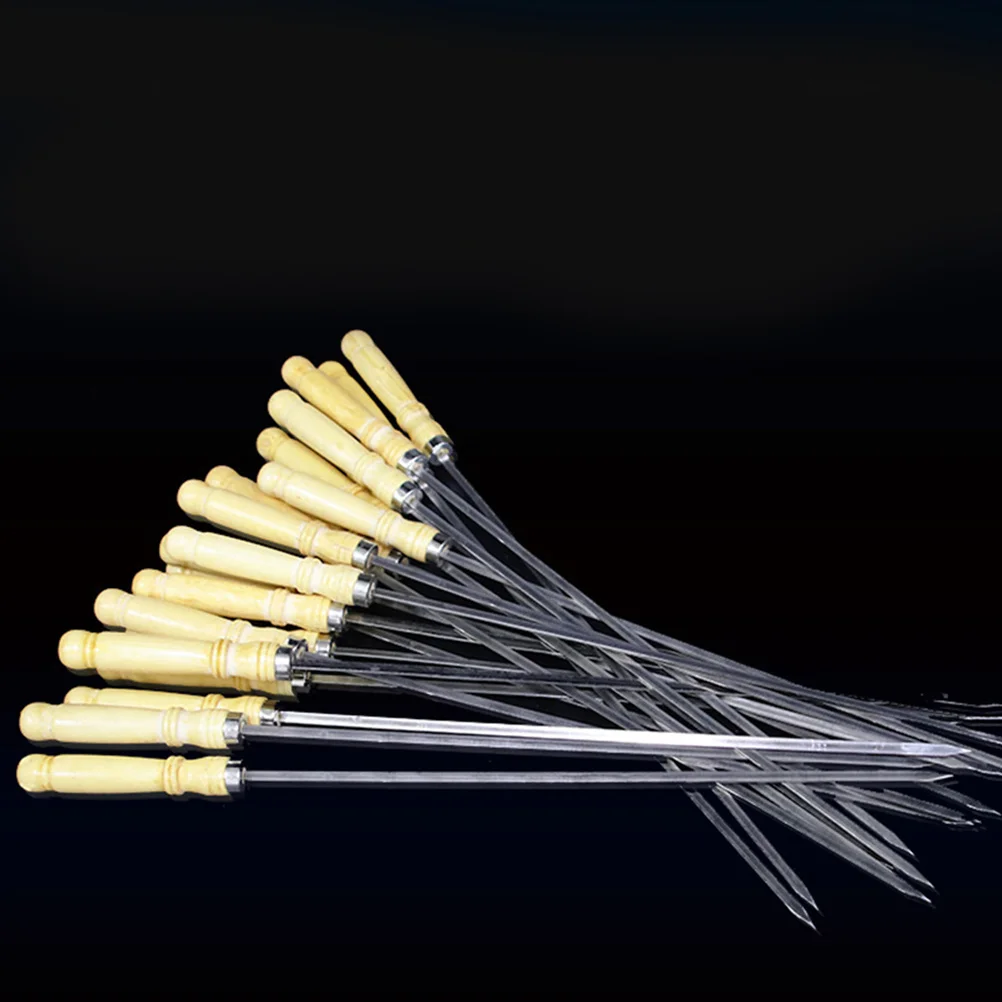 

25 шт., шампуры для барбекю из нержавеющей стали, плоский дизайн, предотвращающий раскатывание еды, палочка для барбекю, шампур для барбекю