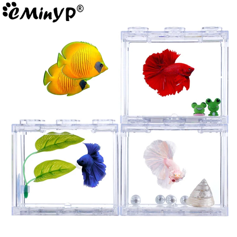 Mini Fish Bowls Thai Betta Tank Small Ornamental Fish Live Pet Stackable Aquariums Cylinder 6 Holes High Transparency Fish Tanks