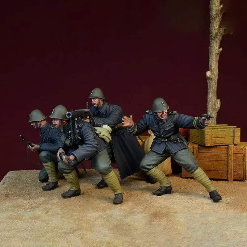 Schaal 1/35 ongemonteerde hars II soldaatmodelset van vier - verzamelfiguren met thema