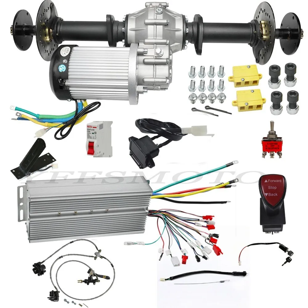 32'' Differential Rear Axle Kits 60V 2500W Motor Brake Caliper for ATV Go Kart Quad Golf