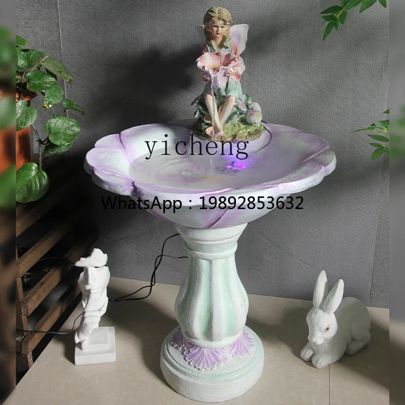 CBJ Outdoor Flower Fairy Flowing Water Generates Wealth Fountain Ornament Courtyard Garden Villa Circulating Pool Landscape