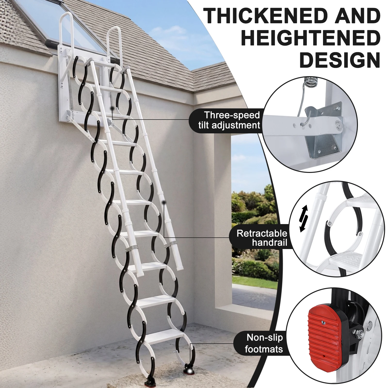 

Настенная складная лестница с поручнями, выдвижная чердачная лестница для дома, использования внутри/на улице, для склада/подвала