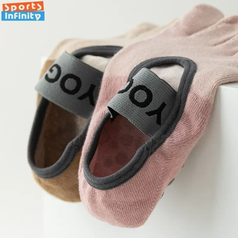 1pair Fashion Five Toes Yoga Socks Women Silicone Anti Slip Indoor Dancing Floor Fitness Sports Socks Professional Pilate Socks