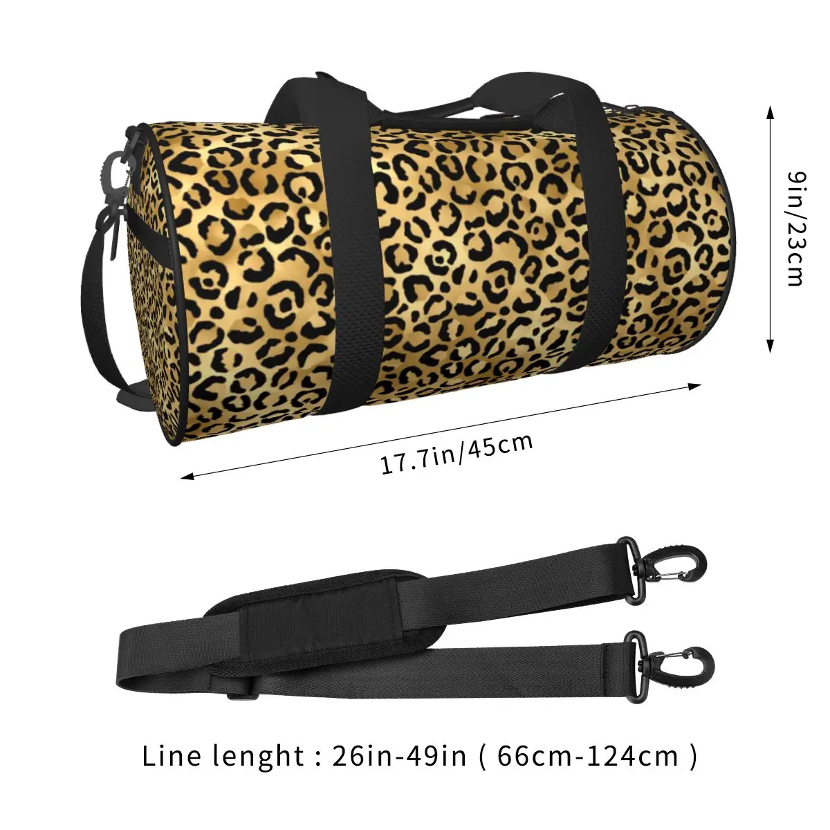 Sac de sport imprimé taches d'animaux pour hommes et femmes, sacs de sport étanches avec chaussures, sac à main de voyage, sac de fitness coloré, guépard