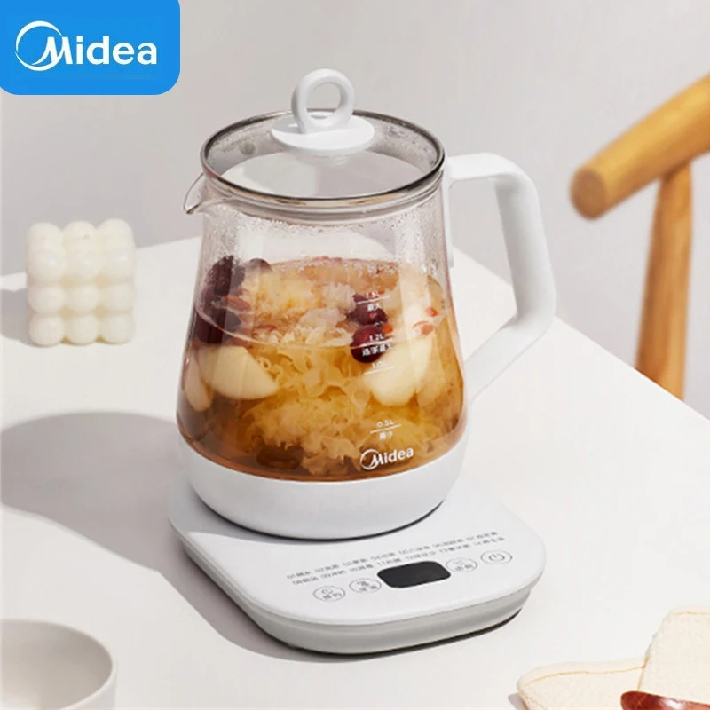 Midea Electric Kettle 1.5L Health Pot Stew Multi-function Electric Cooker Glass Pot Household Appliances Small Portable Teapot