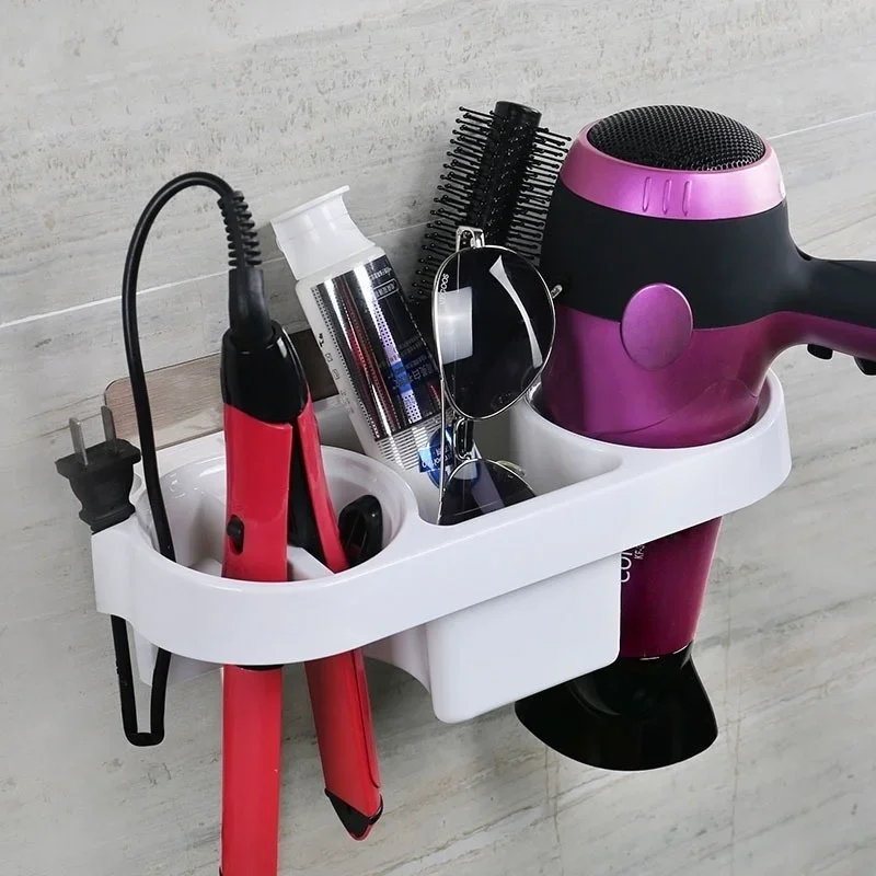 Hair Dryer Rack Comb Holder Bathroom Storage Organizer Self-adhesive Wall Mounted Stand for Shampoo