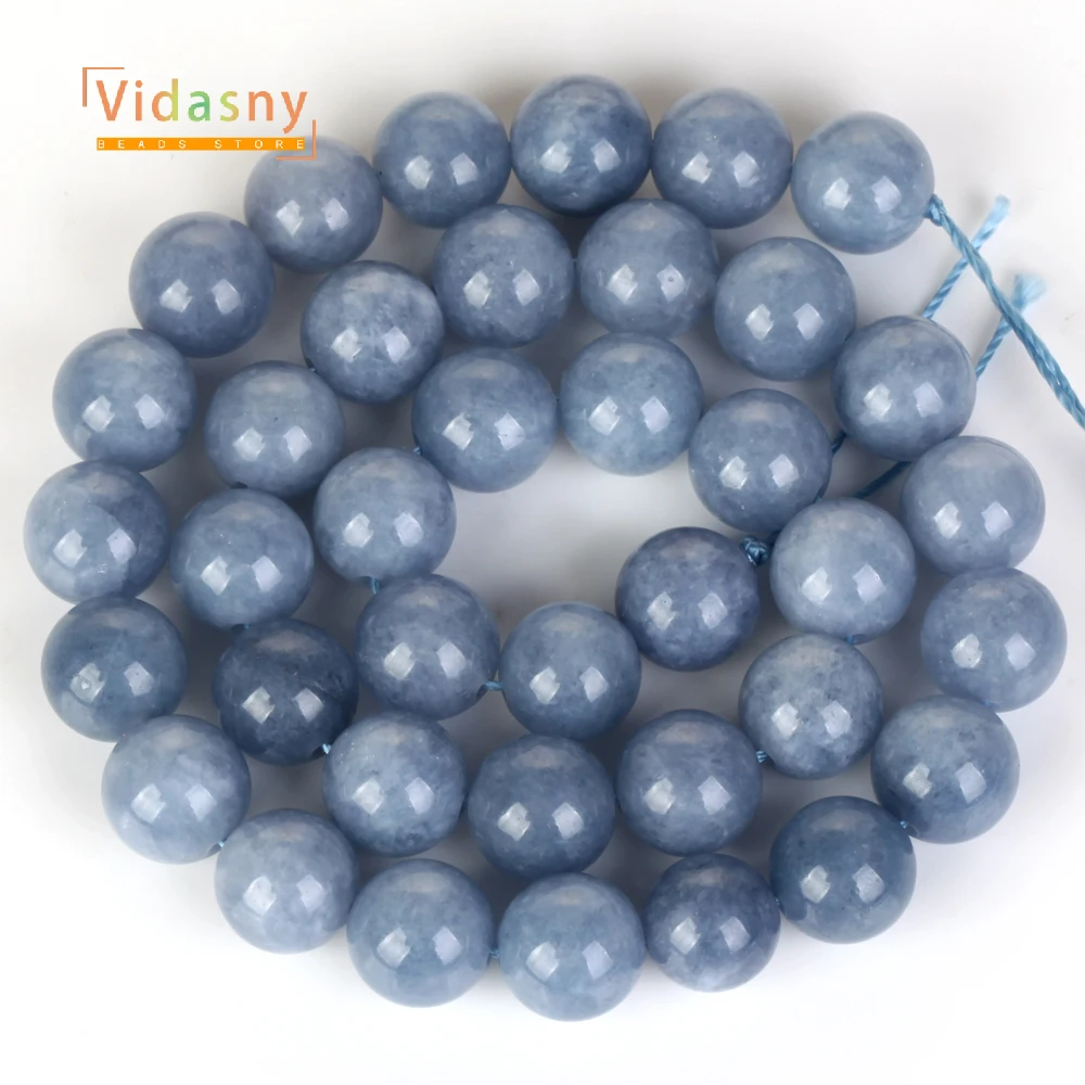 Natural Stone Blue Gray Aquamarine Beads For Jewelry Making Round Loose Diy Accessories Bracelet Necklace 6/8/10mm 15inches