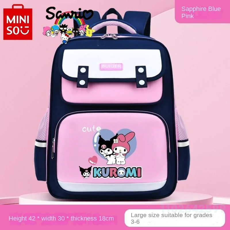 Miniso Sanrio New Girls' Backpack Fashionable High Quality Nylon Student Backpack Large Capacity Multi Functional Boys Backpack