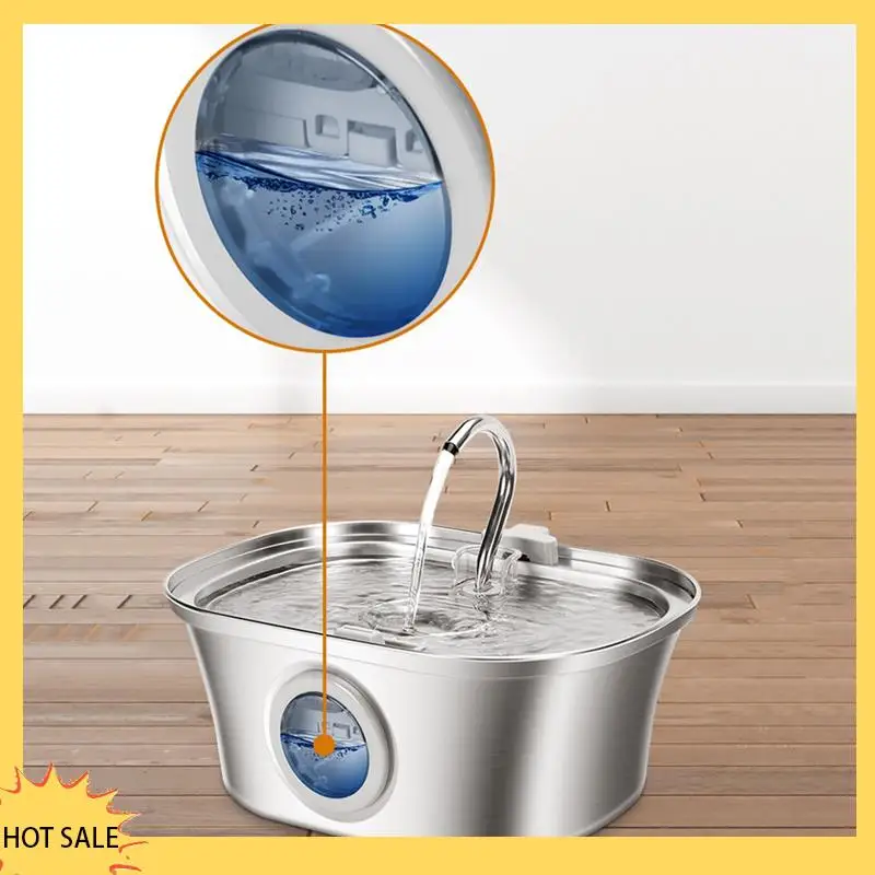 Cat Water Fountain With Water Level Window,Stainless Steel Automatic Pet Water Fountain,Dog Water Dispenser Durable ,EU Plug