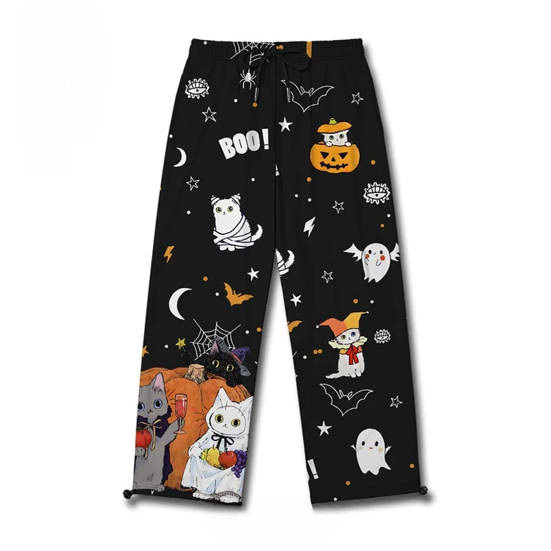 

Trendy Cute loween Ghost fiti Spor Long Pants Men's Casual Trousers Women's Straight Leg Pants Faionable Stree...
