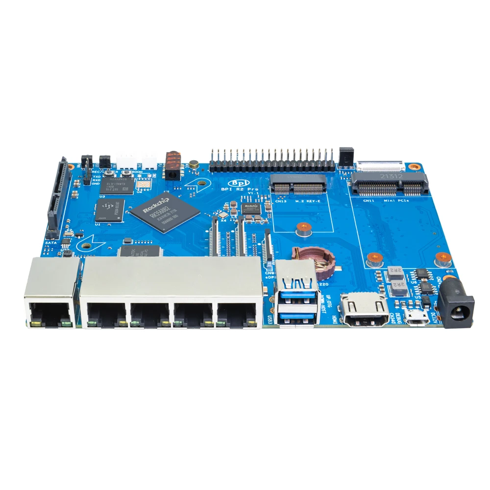 Banana pi BPI-R2 pro rockchip rk3568 quad-core Cortex-A55 2g lpddr4 16g apoio emmc sata microsd csi usb 3.0 executar linux android