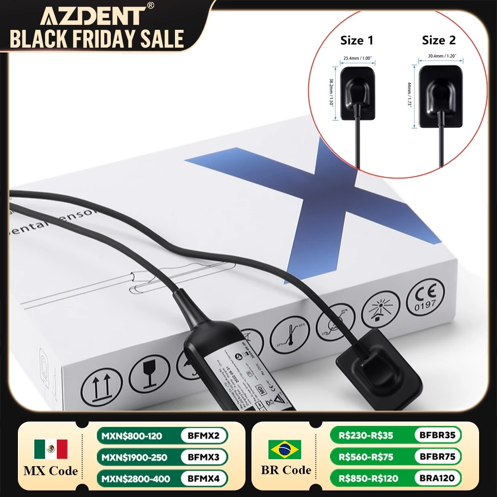 Dental X-Ray Sensor Digital HD Sensor AZDENT Intraoral Digital Image System HD Image Dentistry Tools 2 Sizes CMOS Detector