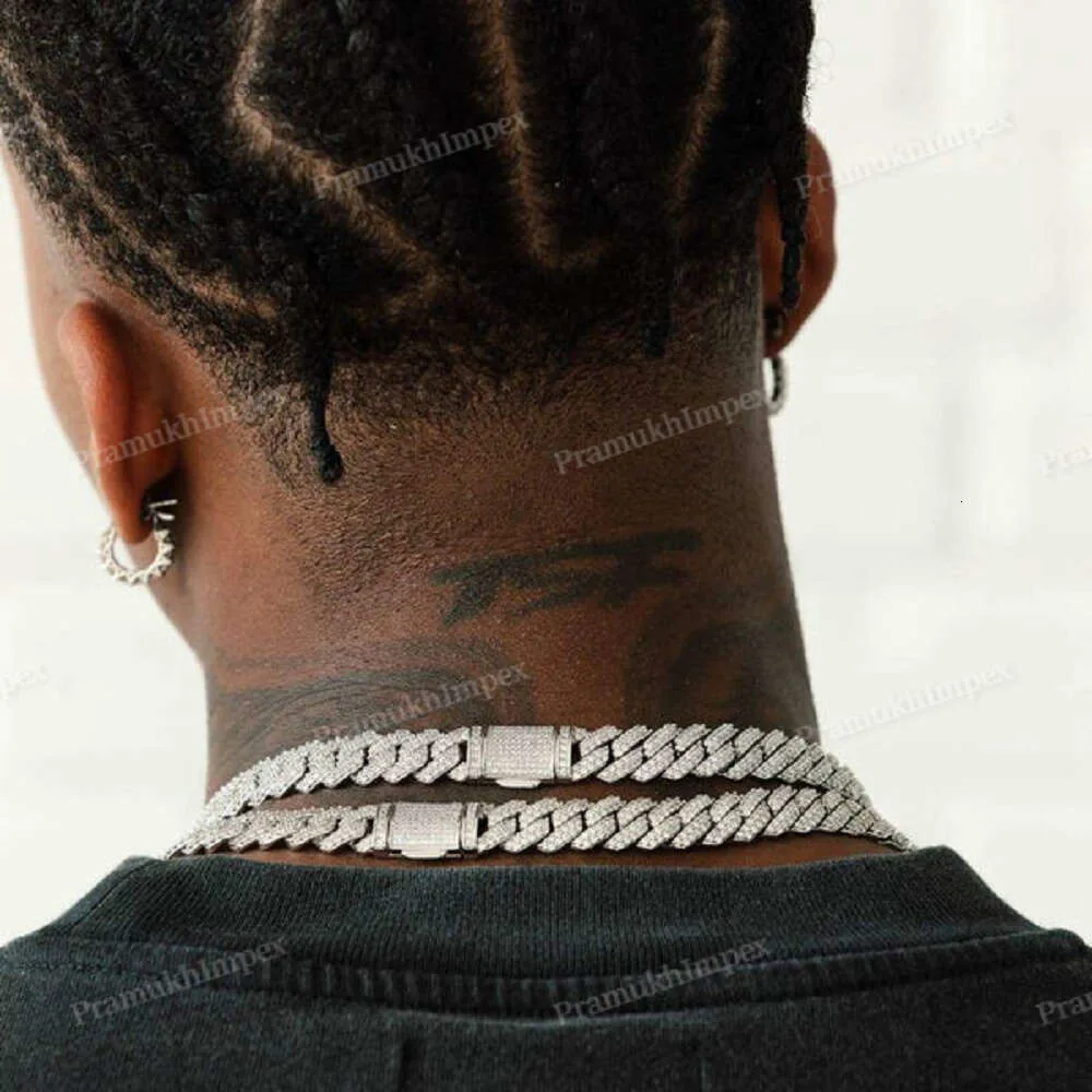 Artificial Diamond Chain Silver Moissanite Round Miami Chains Wholesale Low Price Cuban Link Necklace for Him.