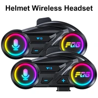 Auriculares Bluetooth Y13 para casco IP56, auriculares impermeables con cancelación de ruido para motocicleta, auriculares para casco, Radio FM, efectos de iluminación RGB