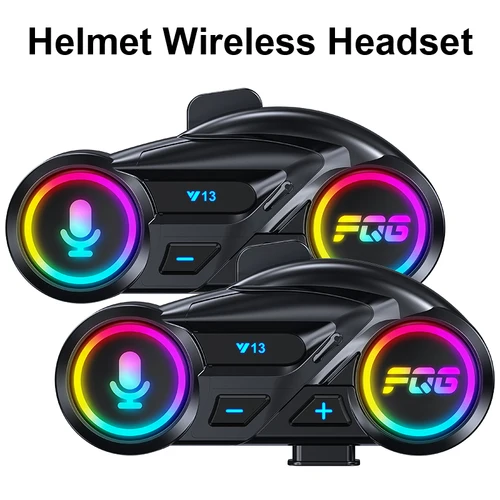 Auriculares Bluetooth Y13 para casco IP56, auriculares impermeables con cancelación de ruido para motocicleta, auriculares para casco, Radio FM, efectos de iluminación RGB