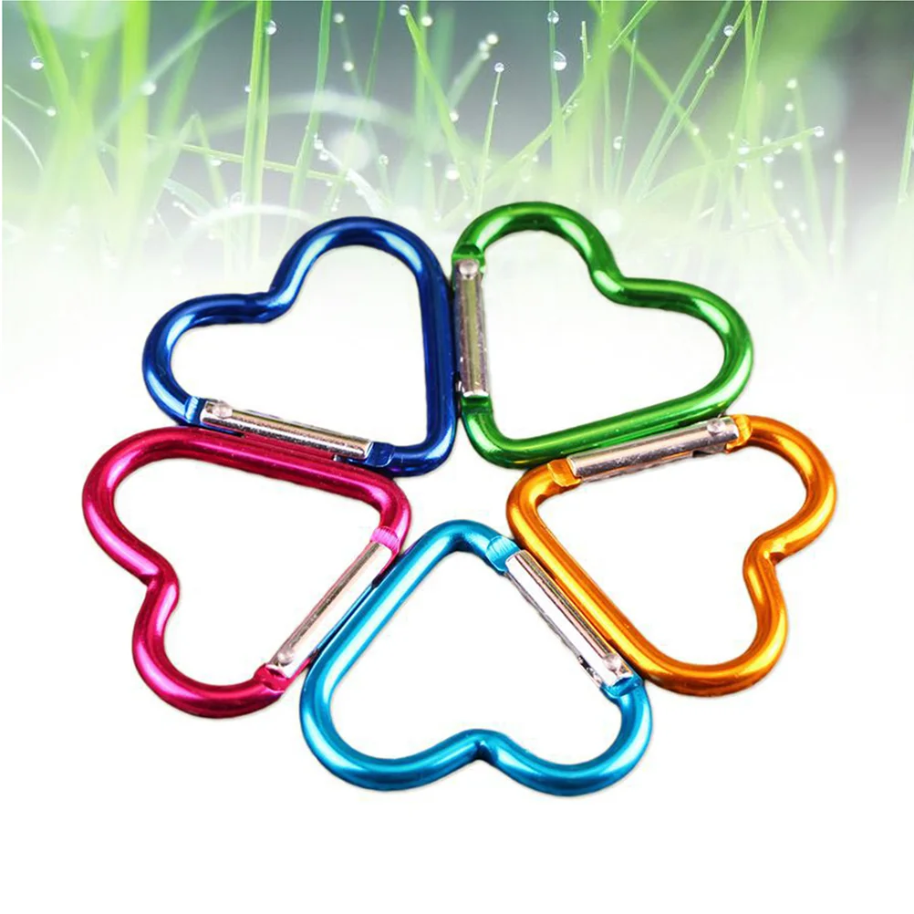 

10 Pcs Carabiner Keychain Camping Clip Outdoor Heart Shape Hammock Hiking Climbing