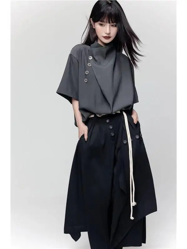 Loose Fit Ort Sve Irt New Chinese Sle Ex Retro Design Youth Faion Summer Casual Wear Stehkragen Regelmäßige Länge