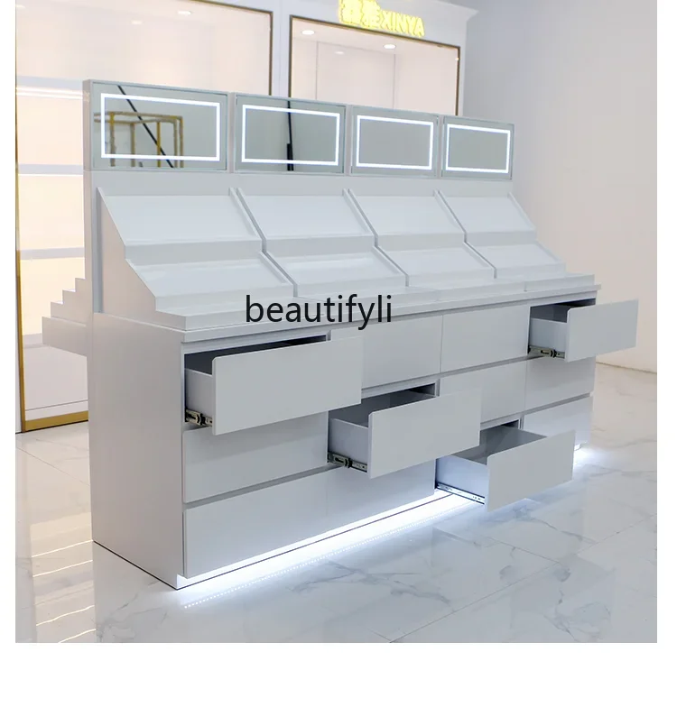 Beauty Salon Cosmetics Zhongdao Display Cabinet Facial Mask Perfume Skin Care Products Makeup Paint Counter Light Box