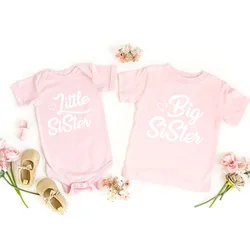 Matching Sister Shirts Matching Sibling Outfits Big Sister T-shirt Little Sister Baby Rompers Kids Top Baby Shower Gifts