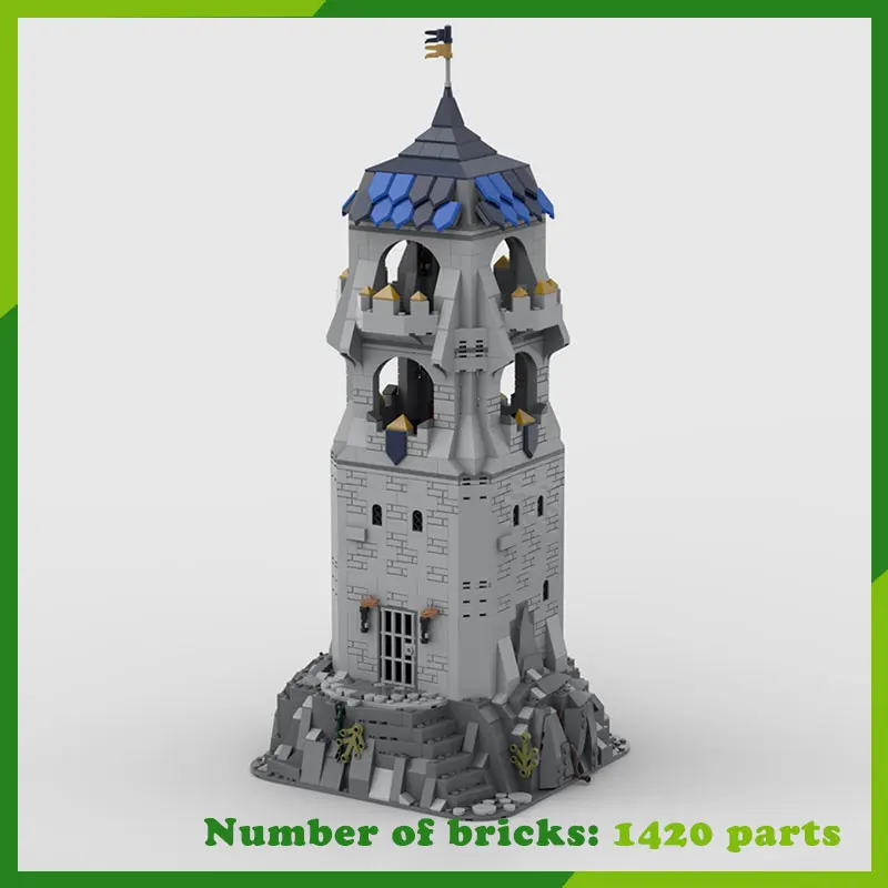 MOC Builing Blocks Medieval Castle Watch Tower Modular Model DIY Bricks Creative Assembly Toys Gift Christmas Present 1420PCS