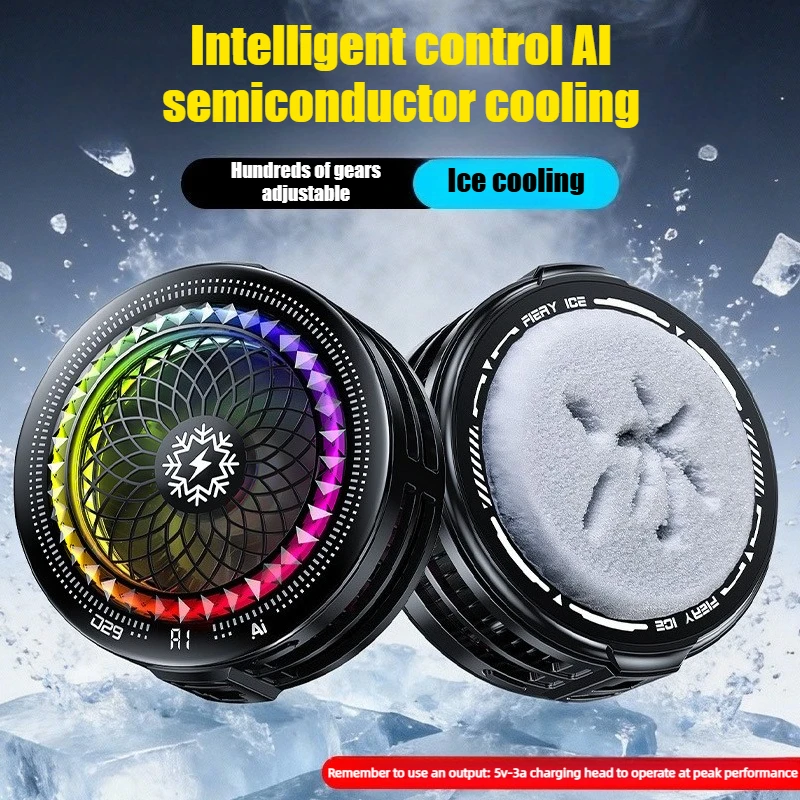 

TH29/TH25 Silent Semiconductor Phone Cooler w/ RGB Light 5V3A Fast Cooling Fan AI Temperature Display Magnetic/Clip Ice Radiator