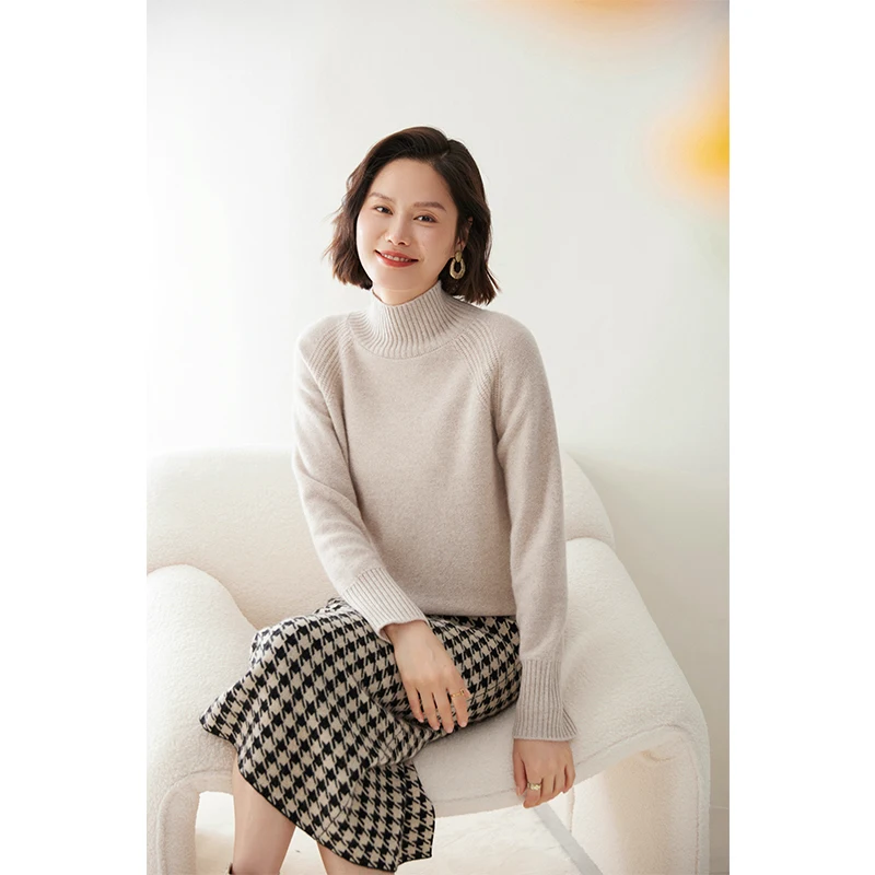 2023 Autumn Winter New 100% Pure Cashmere Sweater Turtleneck Women\'s Thicken Warm Pullover Female Loose Large size Knit Jumper