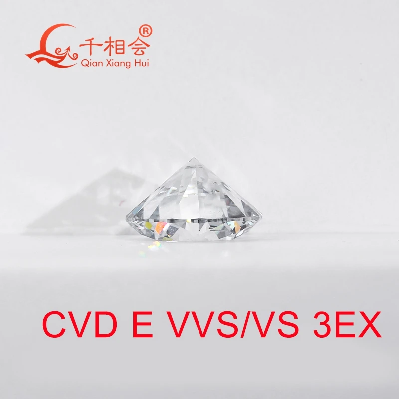 E Color White CVD  Lab Grown Diamond VS1 VVS2 High Clarity 3EX Cut round Process Certified Loose Stone for Jewelry
