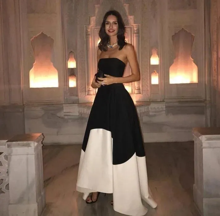 

BridalAffair Saudi Arabic Satin Evening Dresses Strapless A-Line Ruched Ruffles Long Prom Dress Dubai Women Formal Party Gowns