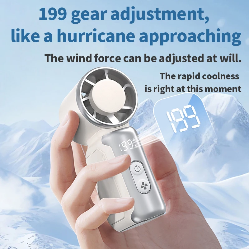 

K813 Mini Foldable Cooling Fan, 3000mAh Portable High-Speed Fan with 199 Speeds, Cold Compress & USB-C Charging