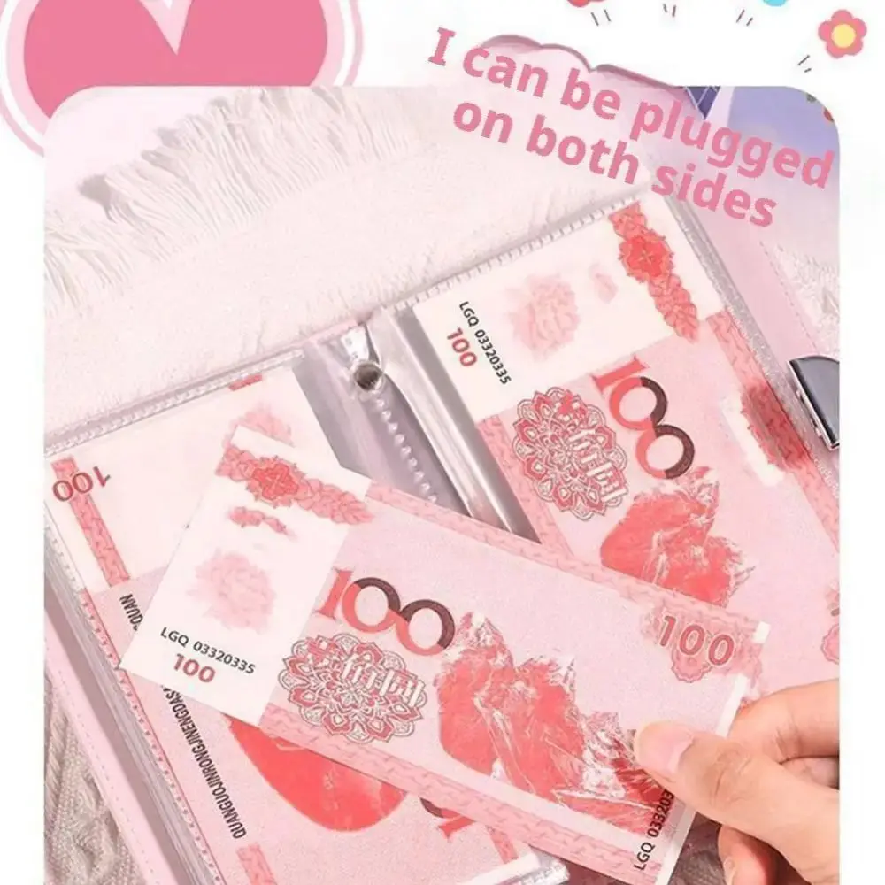 Password Lock Cash Savings Book PU Leather Heart Print Coin Savings Challenge Organizers Waterproof Design Large Capacity