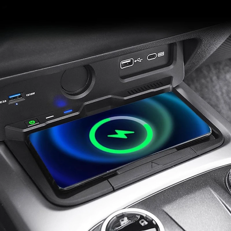 

Для Great Wall Tank 300 2021 2022 2023 Haval H5 Беспроводная зарядная пластина 15 Вт Консоль для быстрой зарядки QC3.0 USB-зарядка телефона