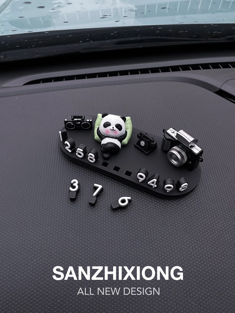

Creative Cute Panda Car Phone Decoration Temporary Parking Number Plate Vehicle Move Sign Indoor Phone Decor Accories