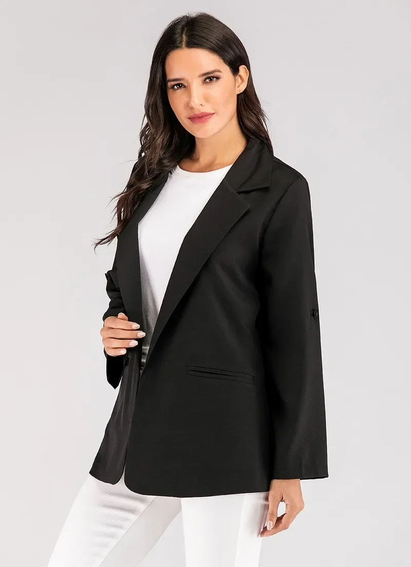 Women Blazers and Jackets Elegant Work Solid Colors Buttonless Suit Office Lady Blazer Suit High Quality Commute Casual Jackets