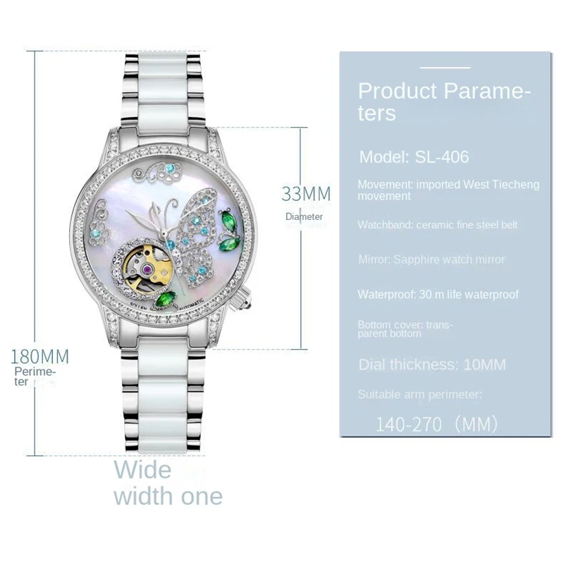 SOLLEN Luxury Sapphire Glass Mirror 2023 New Fashion Diamond Dial High Quality Women Watch Automatic Mechanical Watches Reloj