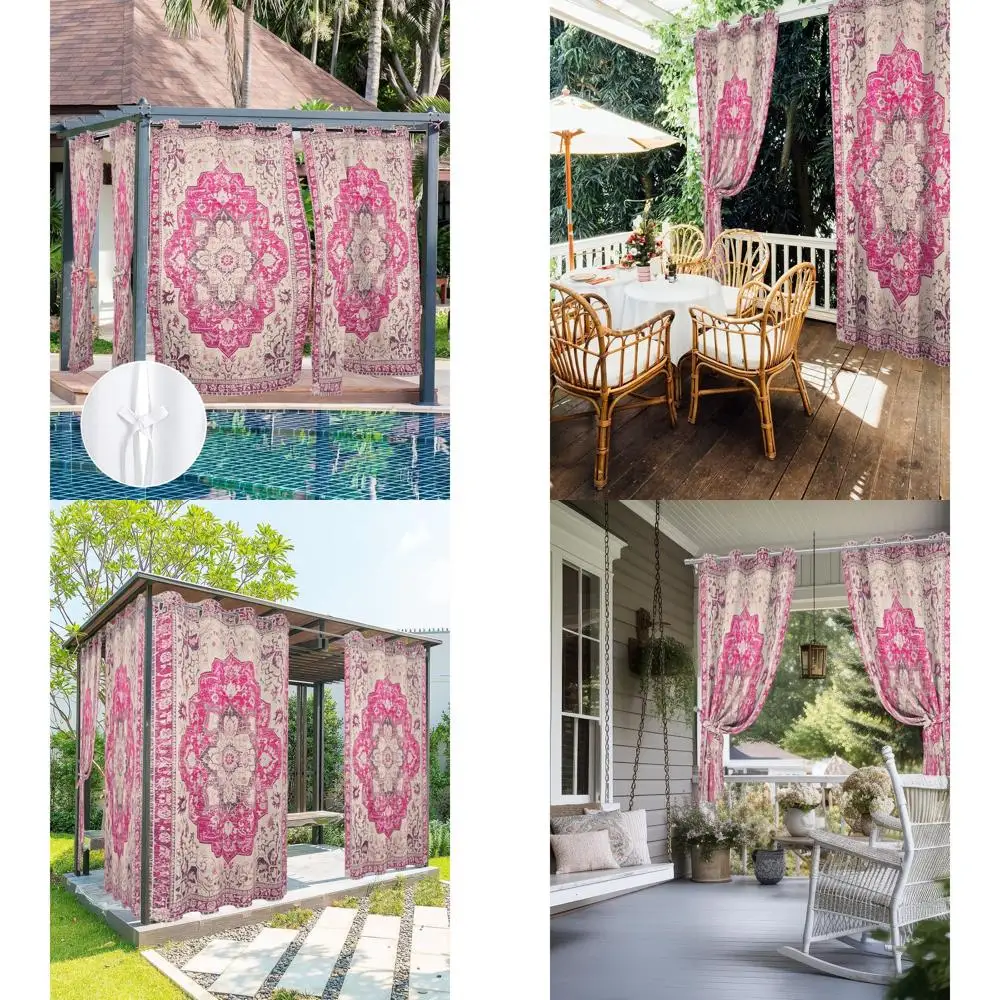 

Водонепроницаемые уличные шторы для патио, 2-панельные занавески для обеспечения приватности, всепогодные для веранды, беседки, перголы, 54x84 дюйма, с цветочным узором