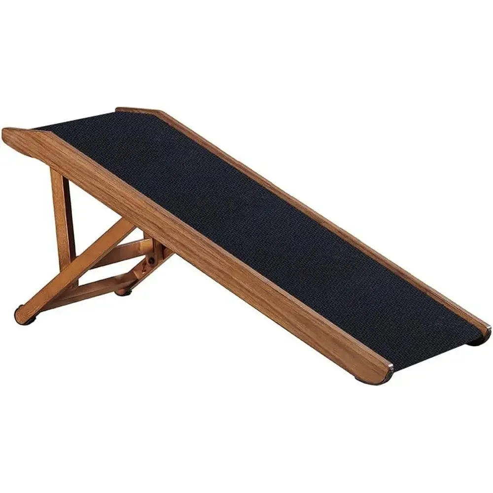 Adjustable Wooden Pet Ramp with Non-Slip Mat for Small Dogs and Cats to Access High Furniture