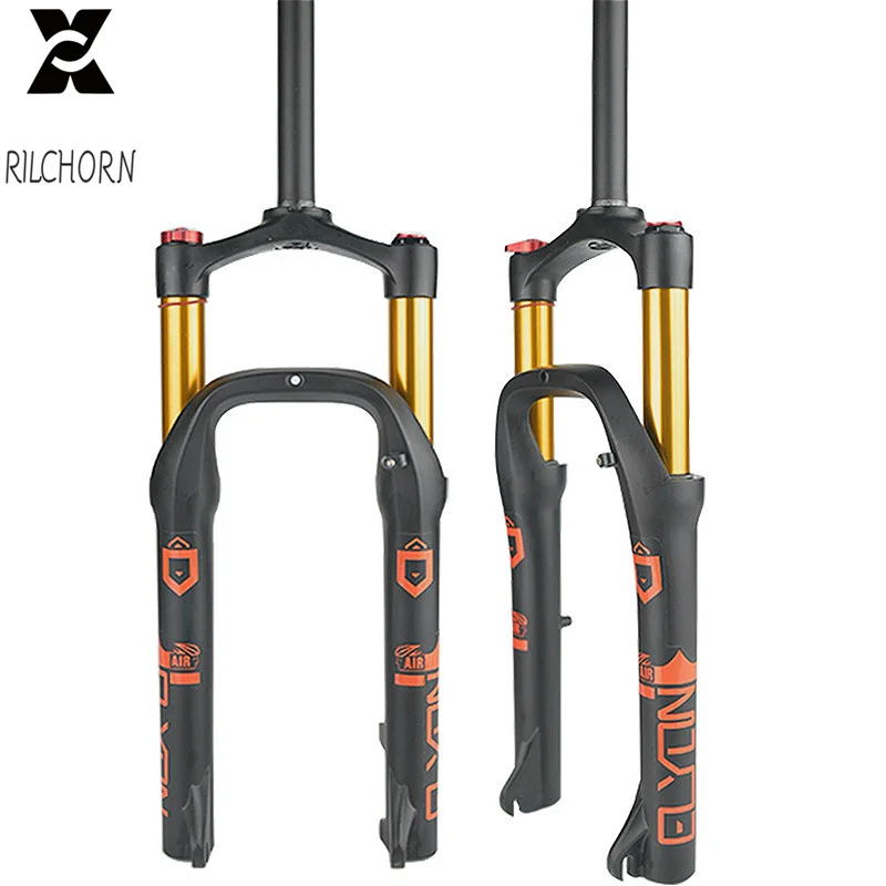 

RILCHORN MTB Bicycle Fork 20 26 Inch Mountain Snow Bike Fat Fork Oil Air Pressure Suspension Fork 4.0" Tire 135mm Fat Forks