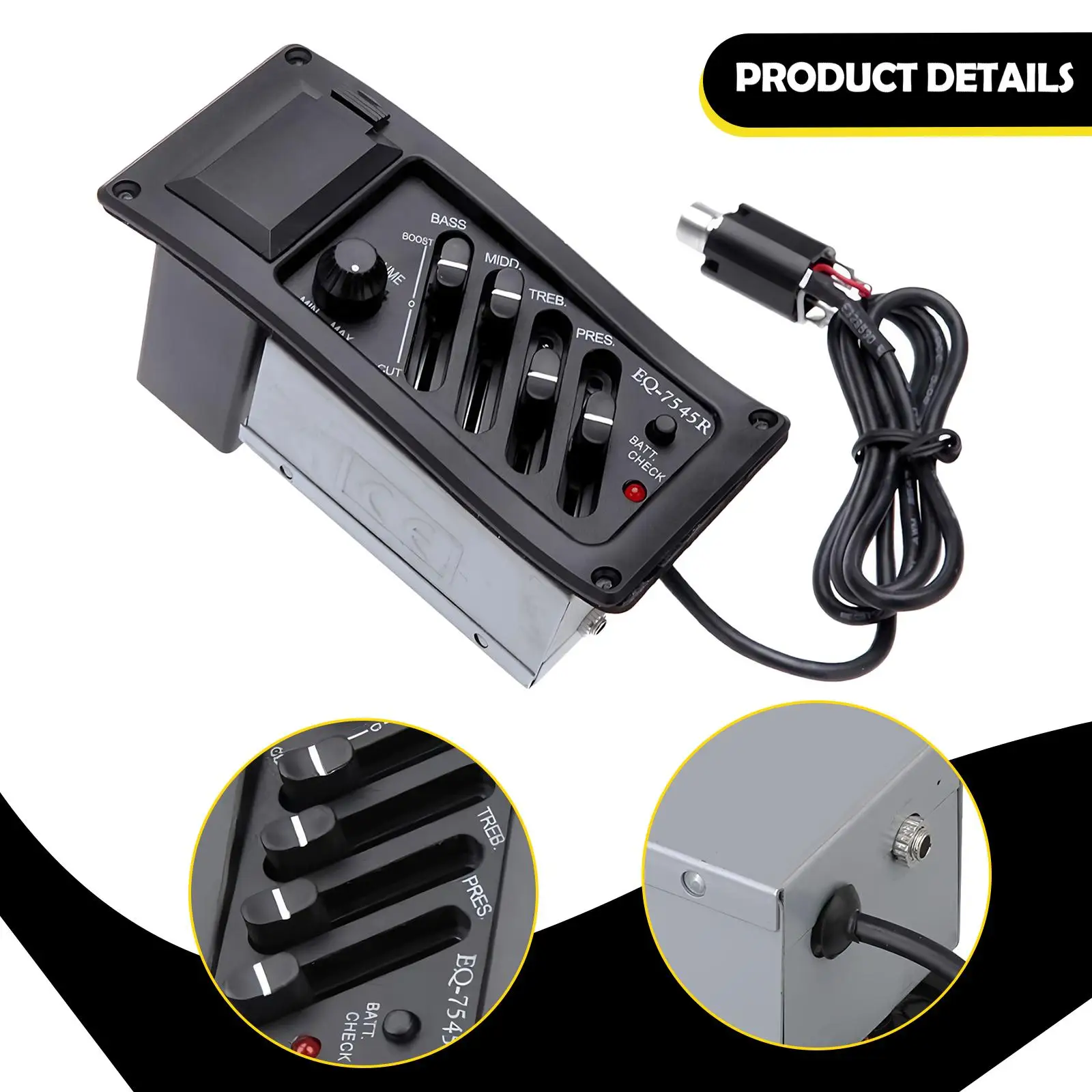 متعددة الاستخدامات 4 الفرقة EQ Preamp الغيتار لاقط المتقدمة بيزو مكبر للصوت LCD موالف للمنزل ممارسة عروض الشوارع والمرحلة