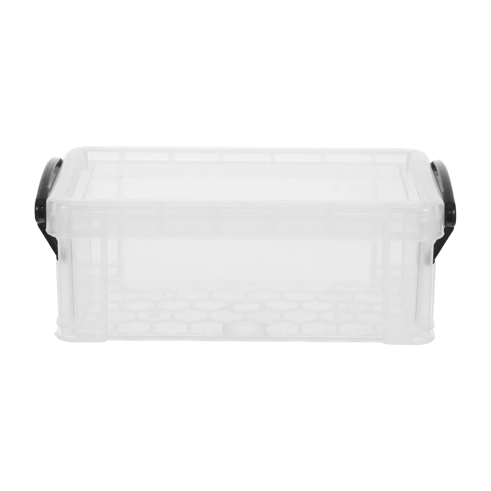 2Pcs Small Clear Plastic Storage Box Stackable Desk Organizer with Lid 0.28L Transparent Mini Craft Container Stackable Bins