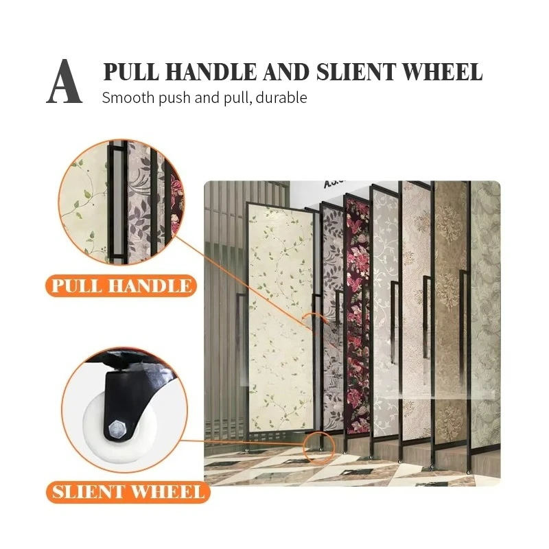 &c Popular Type Customized Size Wing Type Turning Wallpaper Display Rack Sticker Sample Display Stand for Showroom