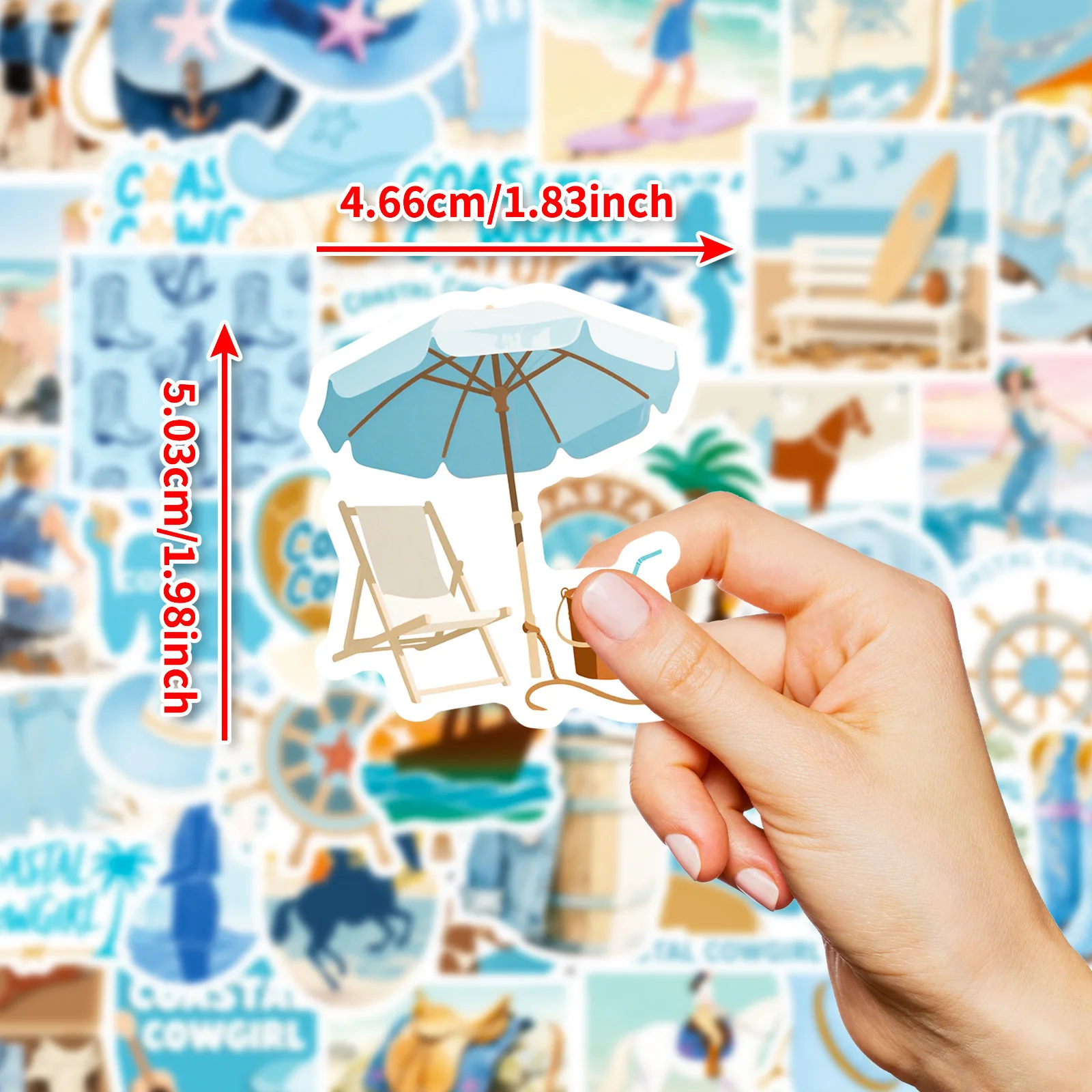 56 قطعة ملصقات نمط الشاطئ الكرتونية الإبداع الأزرق الكتابة على الجدران الديكور DIY بها بنفسك دفتر حقيبة الغيتار سكيت ألعاب الهاتف الشارات