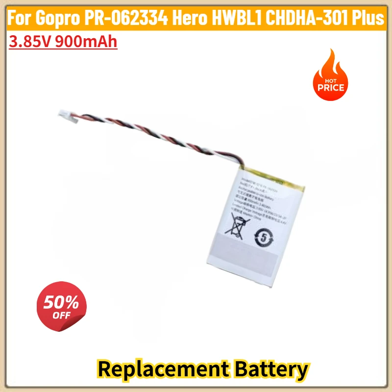 

Высококачественный аккумулятор для камеры 3,85 В, 900 мАч для Gopro PR-062334 Hero HWBL1 CHDHA-301 Plus, новый сменный аккумулятор