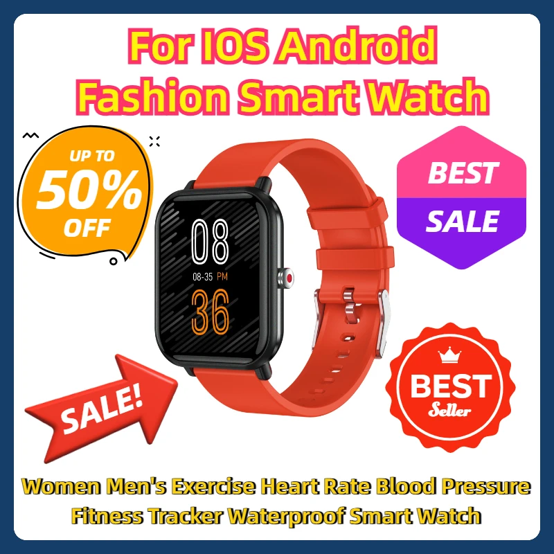 

For IOS Android Fashion Smart Watch Women Men's Exercise Heart Rate Blood Pressure Fitness Tracker Waterproof Smart Watch