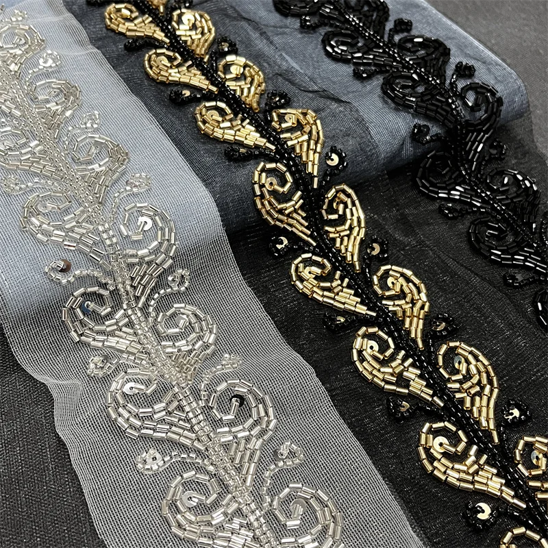 High-Quality Mesh Glass Tube Bead Lace DIY Handmade Sewing Supplies Waist Chain Skirt Hem Dress Accessories