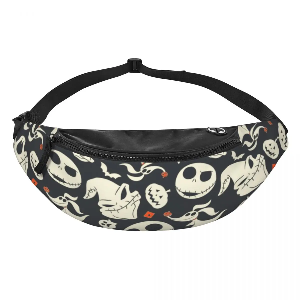 Custom Jack Skellington Fanny Pack  The Nightmare Before Christmas Crossbody Waist Bag for Cycling Camping Phone Money Pouch