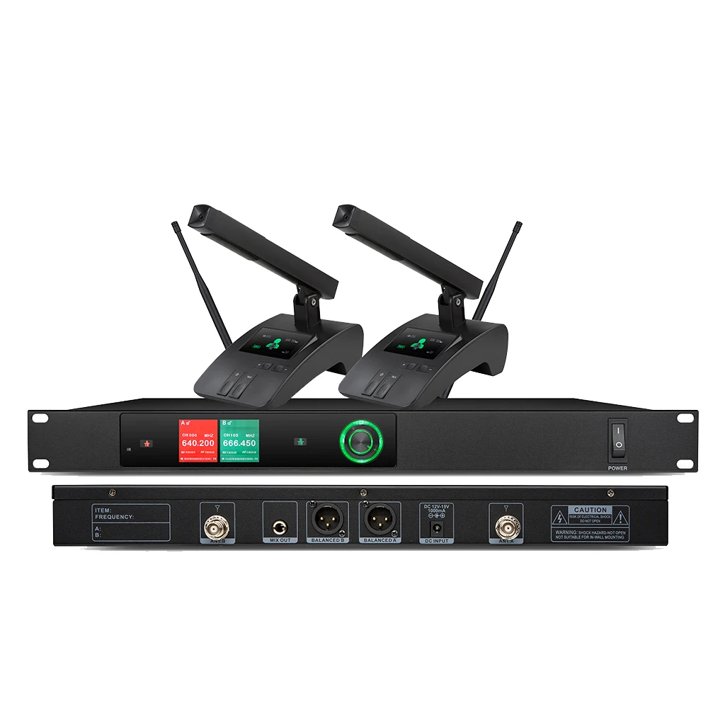 Professional Ultra-High Frequency Wireless Conference Sound System for Studio and Conference Room Use with Microphone